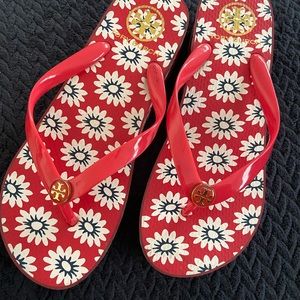 Tory Burch Red Platform Wedge Eva Sole Flip Flops